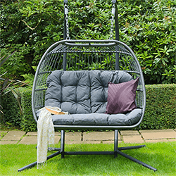 Eleanor Folding Double Hanging Egg Chair Cocoon in Grey