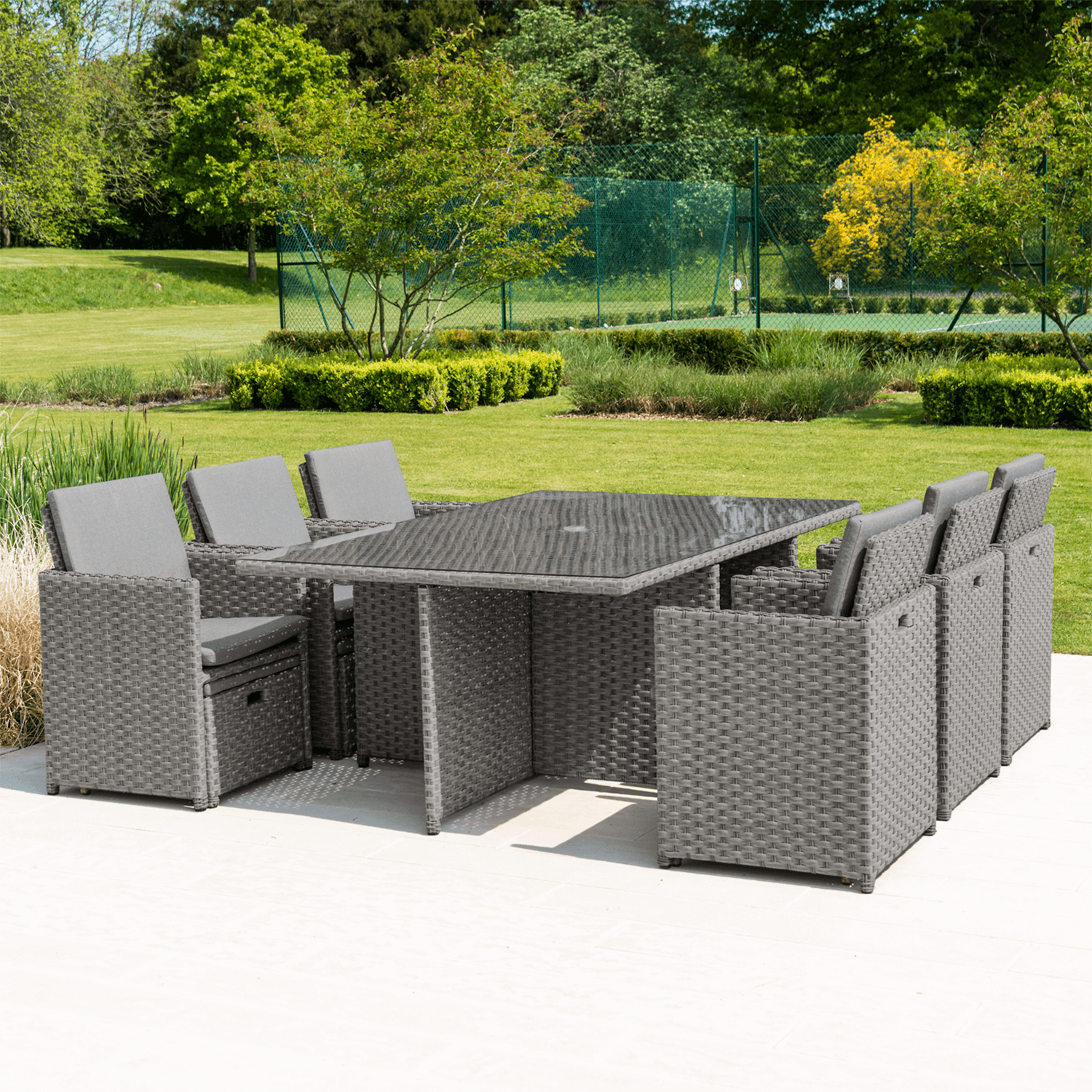 rattan effect 6 seater cube patio furniture set