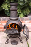 Medium Grape Cast Iron Chimenea Fireplace with BBQ grill