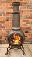 Extra Large Cast Iron Chimenea Fireplace with BBQ grill - Toledo Bronze