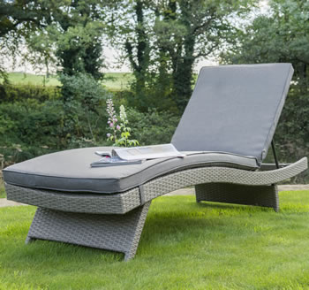 Image of Kettler Universal Weave Lounger - White Wash and Taupe