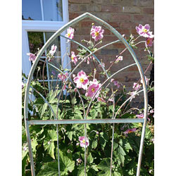 Small Image of Pair Of Verdigris Arched Metal Trellis Plant Support
