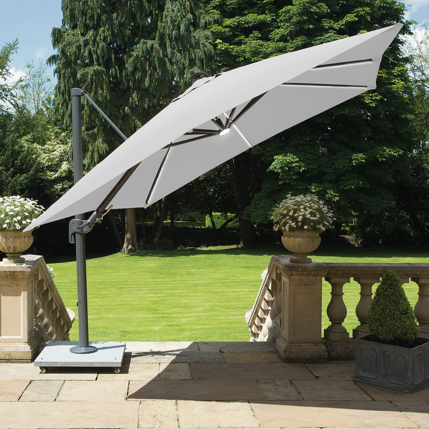 Life Palermo 3 0m Square Led Cantilever Parasol Mouse Grey Lava