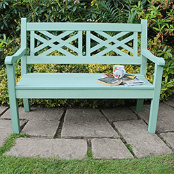 Extra image of Winawood Speyside 2 Seater Wood Effect Garden Bench in Duck Egg Green