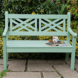 Small Image of Winawood Speyside 2 Seater Wood Effect Garden Bench in Duck Egg Green