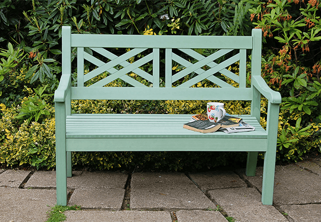 Image of Winawood Speyside 2 Seater Wood Effect Garden Bench in Duck Egg Green