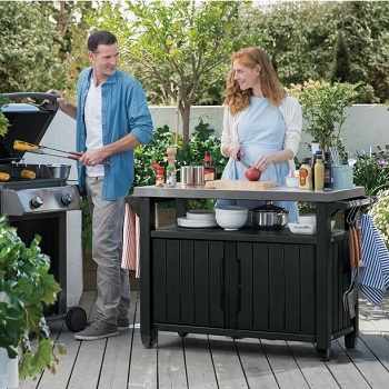 Image of EX-DISPLAY / COLLECTION ONLY - Keter Unity XL Barbecue Accessory Trolley Stand Double - Anthracite