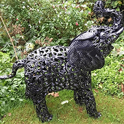 Extra image of 80cm Tall Elephant Filigree Metal Garden Ornament