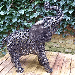 Extra image of 80cm Tall Elephant Filigree Metal Garden Ornament