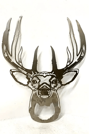 Image of Stag Head Rustic Steel Garden Wall Plaque - 75cm Tall