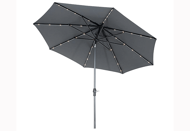 Image of Kettler 3.0m Wind up Parasol with Tilt and LEDs, Grey Frame and Taupe Canopy