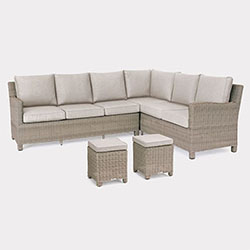 Extra image of Kettler Palma Left Hand Corner Sofa Set with Glass Top Table, White Wash