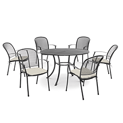 Small Image of Kettler Caredo 6 Seater Round Dining Set - Stone NO PARASOL