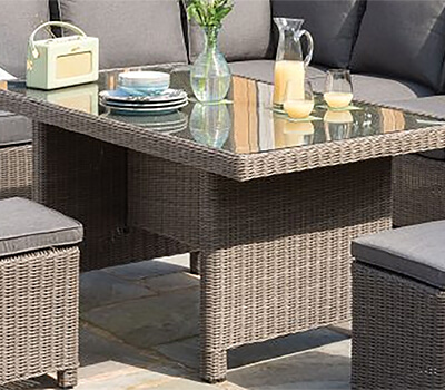 Image of Kettler Palma Corner Glass Topped Table in Rattan