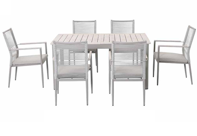 Image of Kettler Trento 6 Seat Extendable Dining Set in Pebble