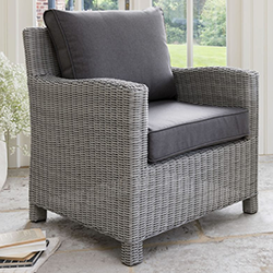 Small Image of Kettler Palma Signature Armchair in White Wash/Taupe