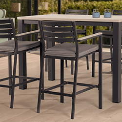 Small Image of Kettler Elba High Dining 4 Seat Set in Grey with Signature Cushions
