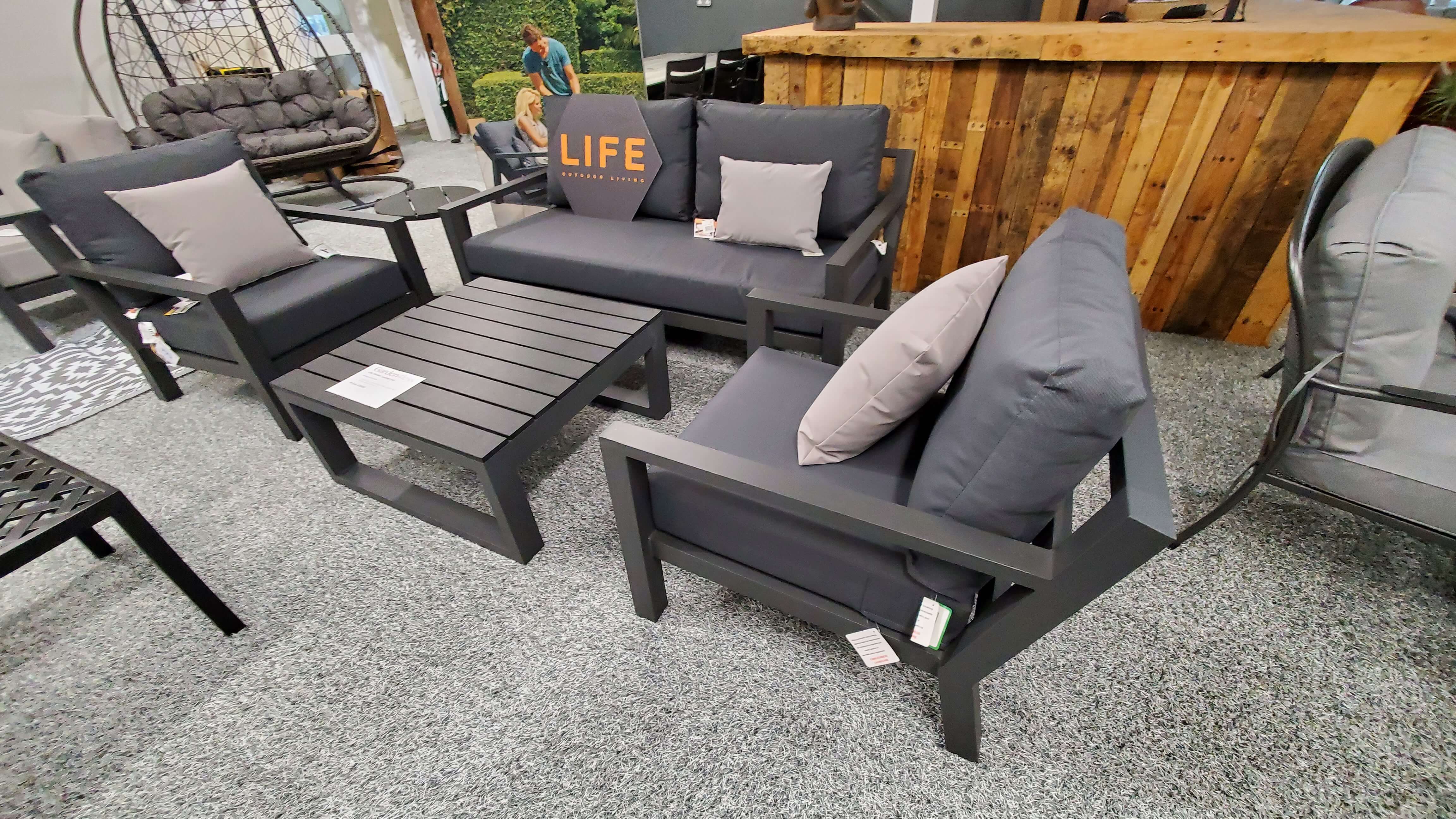 EX-DISPLAY / COLLECTION ONLY - LIFE Timber Aluminium Lounge Sofa Set ...