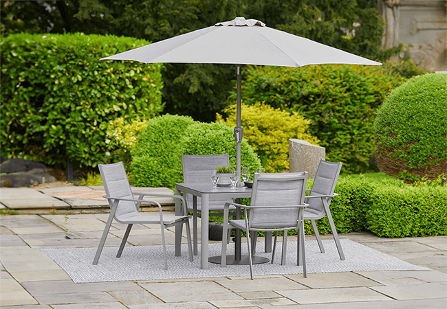 Image of LG Capri 4 Seat Dining Set with 2.5m Parasol