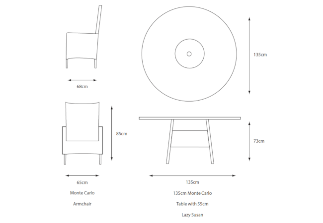 Lg Monte Carlo Stone Seat Dining Set With Weave Lazy Susan And M