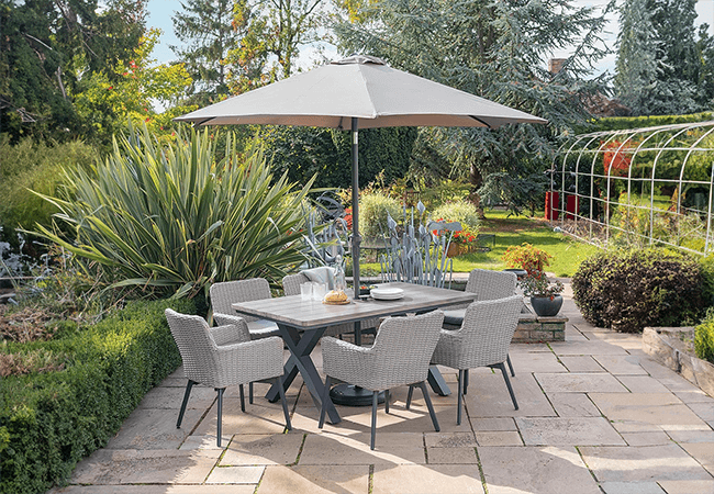 Image of LG Java 6 Seat Rectangular Dining Set with 3.0m Deluxe Parasol