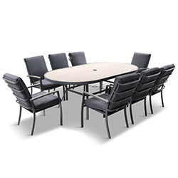 Extra image of LG Monza 8 Seat Oval Set with Lazy Susan, Highback Armchairs and 2.0m x 3.0m Parasol