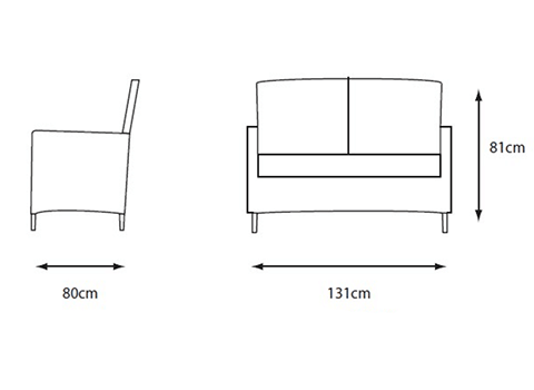 2 seat sofa- dimensions image