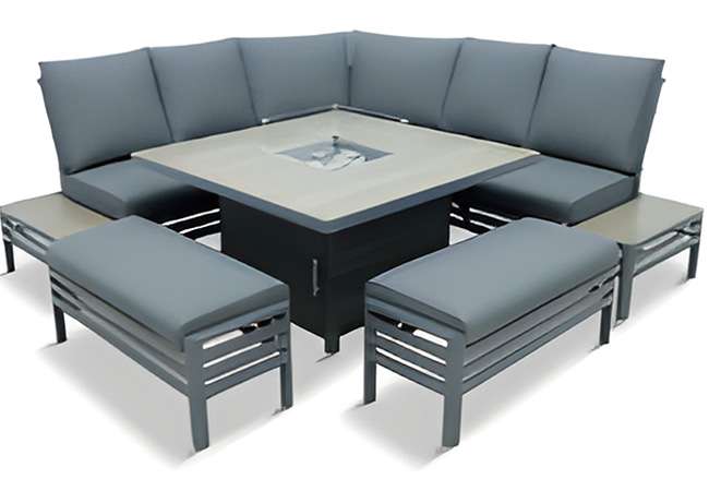 Image of LG Monza Large Modular Dining Set with Firepit Table