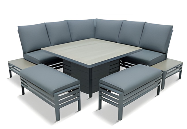 Image of LG Monza Large Square Modular Dining Set with Adjustable Table