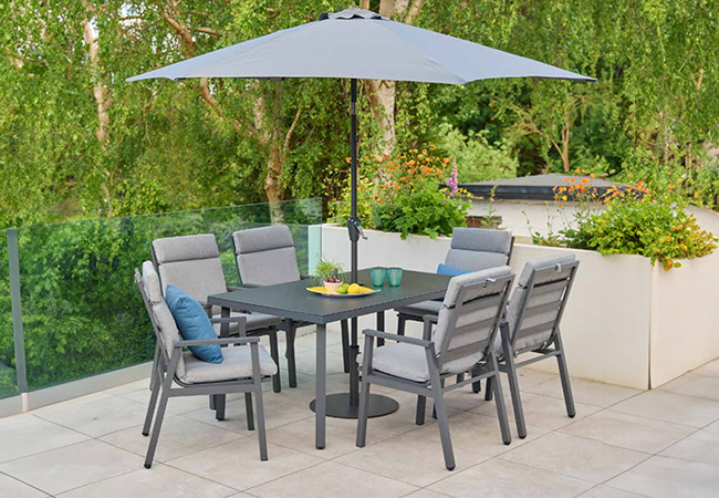 Image of LG Barcelona 6 Seat Dining Set with 3.0m Parasol