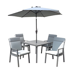 Small Image of LG Barcelona 4 Seat Dining Set with 2.5m Parasol