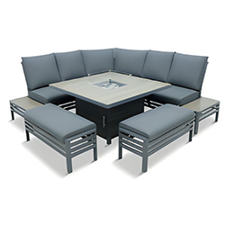 Small Image of LG Monza Large Modular Dining Set with Firepit Table