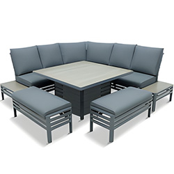 Small Image of LG Monza Large Square Modular Dining Set with Adjustable Table