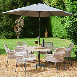 Image of LG Panama 6 Seat Dining Set with Lazy Susan and 3.0m Parasol