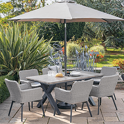 Small Image of LG Java 6 Seat Rectangular Dining Set with 3.0m Deluxe Parasol