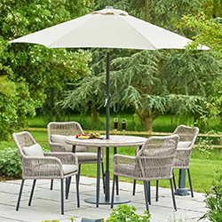 Small Image of LG Panama 4 Seat Dining Set with 2.5m Parasol