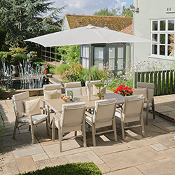 Small Image of LG Sorrento 8 Seat Dining Set with Deluxe 3x2m Parasol