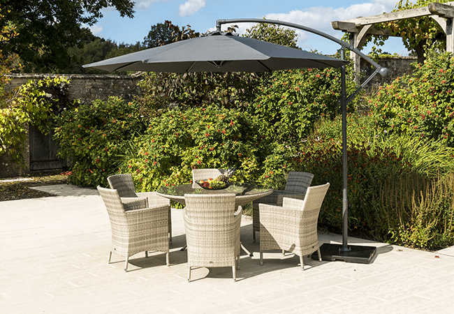 Image of Alexander Rose Round Aluminium Cantilever Sunshade in Charcoal