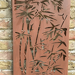 Small Image of Rustic Steel Garden Metal Bamboo Design Screen - 80cm Tall.