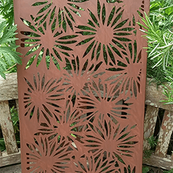 Extra image of Daisies Design 2mm Steel Rustic Metal Screen - 80cm Tall