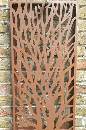 Image of Rustic Steel Garden Metal Tree Design Screen - 80cm Tall