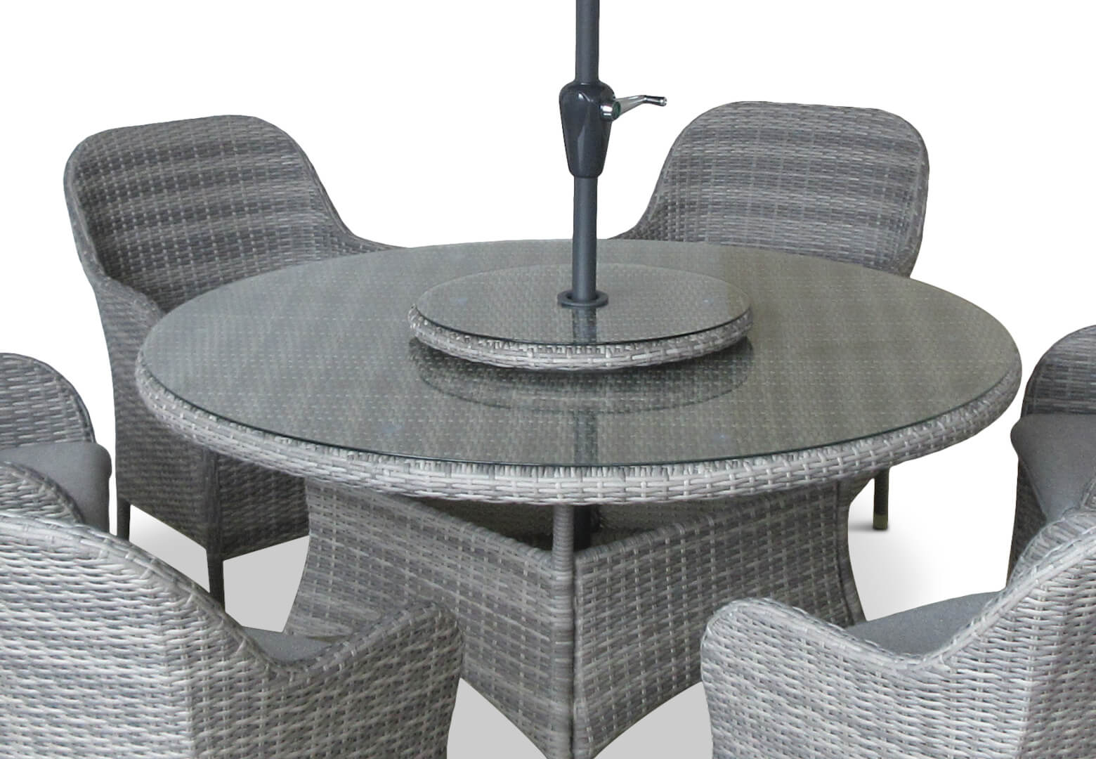 Lg Monte Carlo Stone Seat Dining Set With Weave Lazy Susan And M