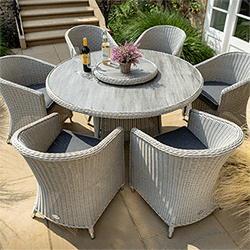 Hartman Henley 6 Seat Round Set with Lazy Susan in Aspen/Slate