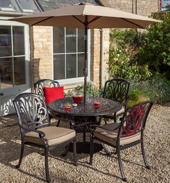 Amalfi Cast Aluminium 4 Seater Round Garden Dining Set - Â£ 