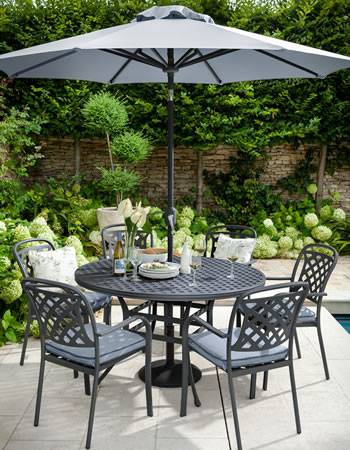 Hartman Berkeley 6 Seat Round Dining Set in Antique Grey / Platinum - £ ...