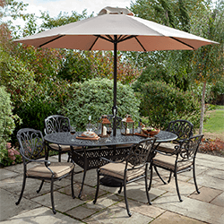 Small Image of Hartman Amalfi 6 Seat Oval Dining Set in Bronze/Amber