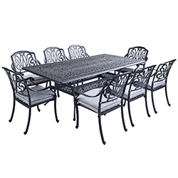 Extra image of Hartman Amalfi 8 Seater Rectangular Dining Set Antique Grey / Platinum