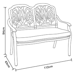 Extra image of Hartman Capri 2 Seat Bench in Antique Grey / Platinum