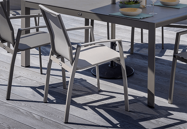 Image of Hartman Rio Dining Chair in Taupe and Pewter