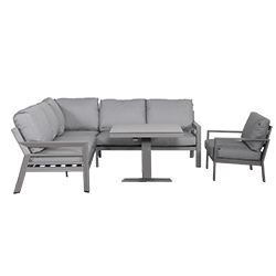 Small Image of Hartman Rio Square Corner Set with Adjustable Table and Lounge Chairs in Taupe and Pewter